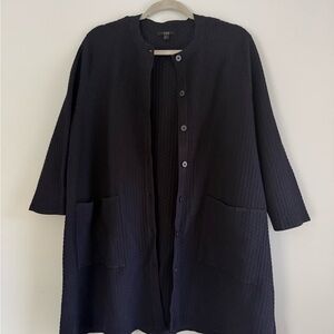 COS Textured Black Button-up Sweater